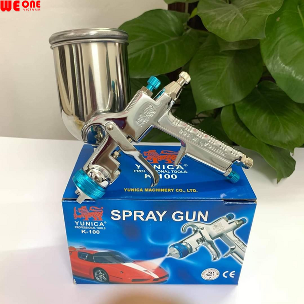 Súng phun sơn YUNICA K-100 – Béc 0.8mm / 1.3mm – Bình trên 400ml – Hàng Đài Loan chính hãng