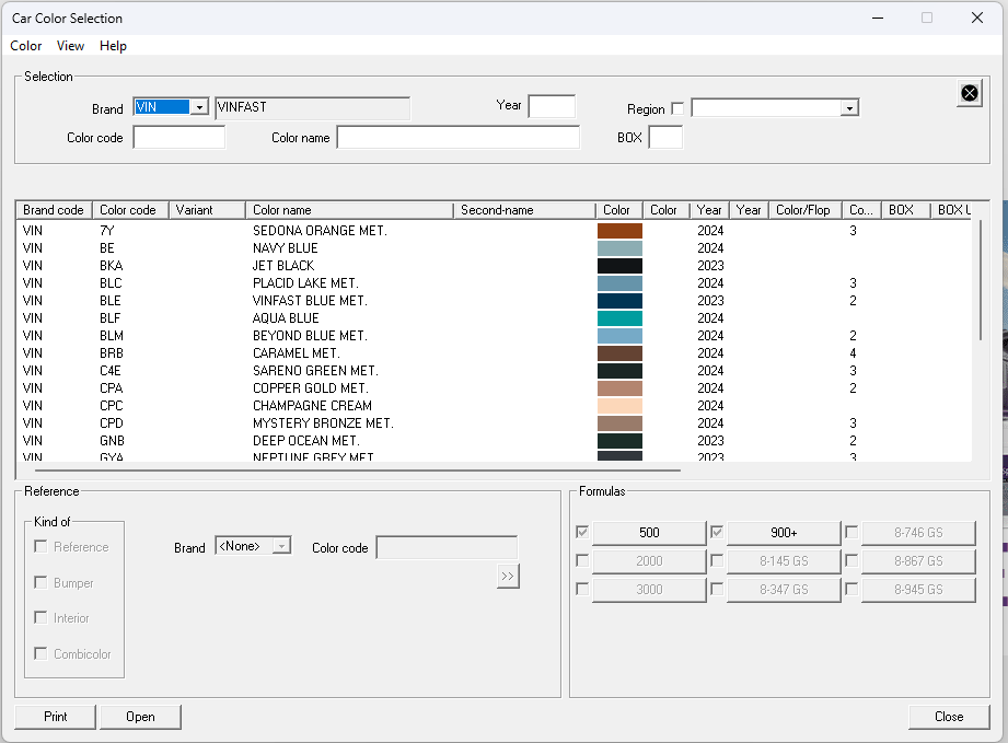 MÃ MÀU VINFAST CẬP NHẬT